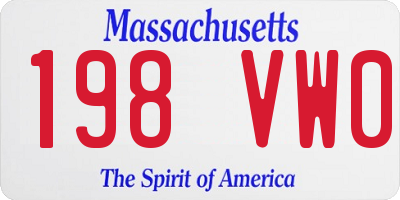 MA license plate 198VW0
