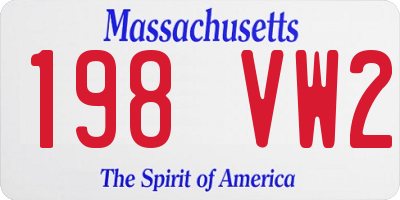 MA license plate 198VW2