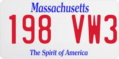 MA license plate 198VW3