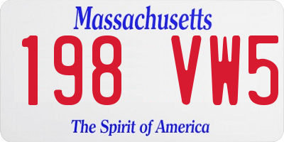 MA license plate 198VW5