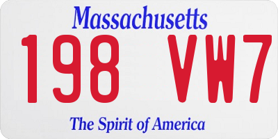MA license plate 198VW7