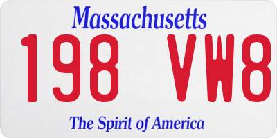 MA license plate 198VW8