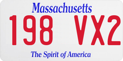 MA license plate 198VX2
