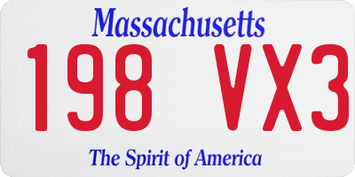 MA license plate 198VX3