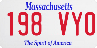 MA license plate 198VY0