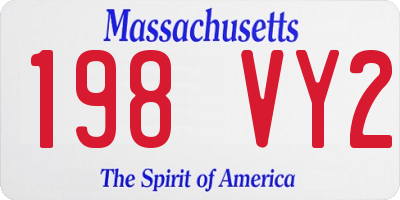 MA license plate 198VY2