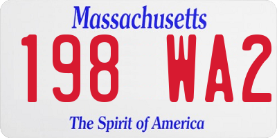 MA license plate 198WA2