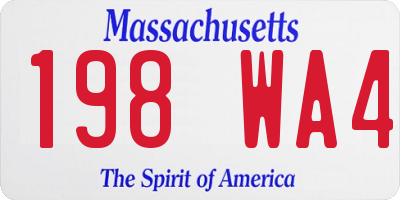 MA license plate 198WA4
