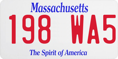 MA license plate 198WA5