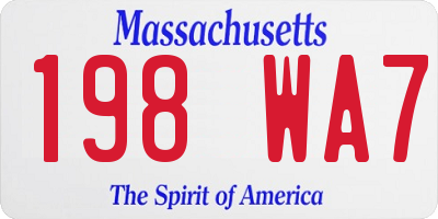 MA license plate 198WA7