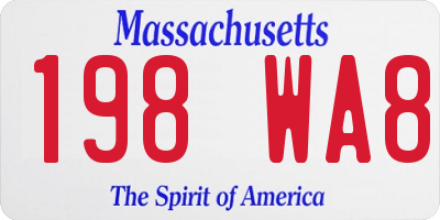 MA license plate 198WA8