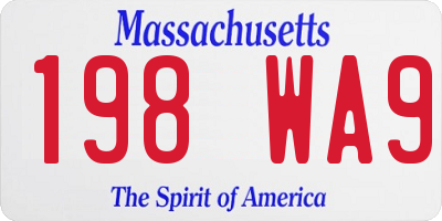 MA license plate 198WA9
