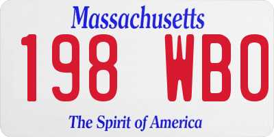 MA license plate 198WB0