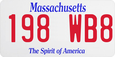 MA license plate 198WB8