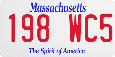 MA license plate 198WC5