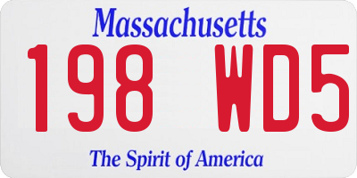 MA license plate 198WD5