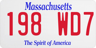 MA license plate 198WD7