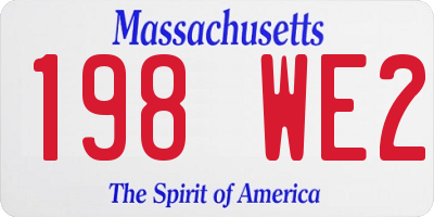 MA license plate 198WE2