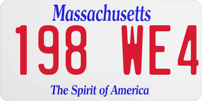 MA license plate 198WE4