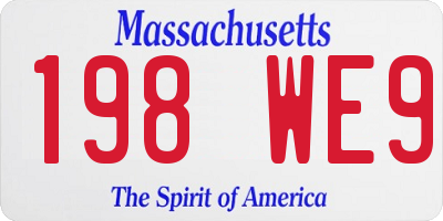 MA license plate 198WE9