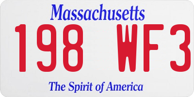 MA license plate 198WF3