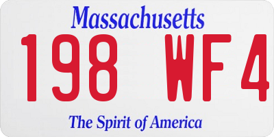 MA license plate 198WF4
