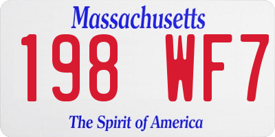 MA license plate 198WF7