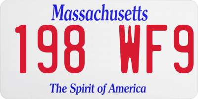 MA license plate 198WF9