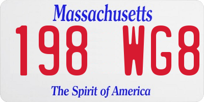 MA license plate 198WG8