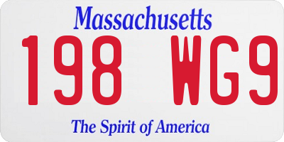 MA license plate 198WG9