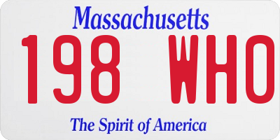 MA license plate 198WH0