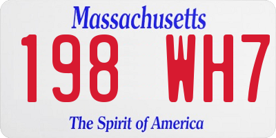 MA license plate 198WH7