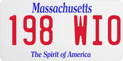 MA license plate 198WI0
