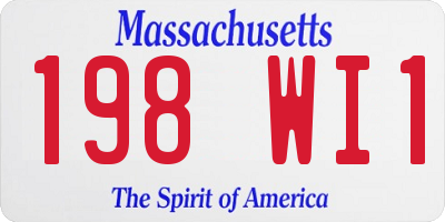 MA license plate 198WI1