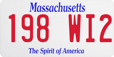 MA license plate 198WI2