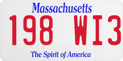 MA license plate 198WI3