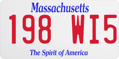 MA license plate 198WI5