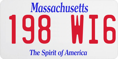 MA license plate 198WI6