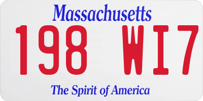 MA license plate 198WI7
