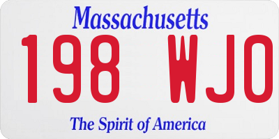 MA license plate 198WJ0