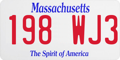 MA license plate 198WJ3