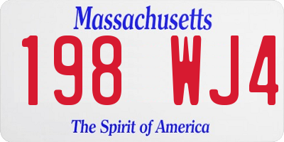 MA license plate 198WJ4