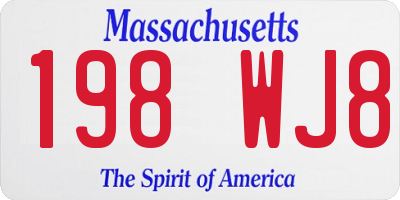 MA license plate 198WJ8