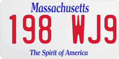 MA license plate 198WJ9