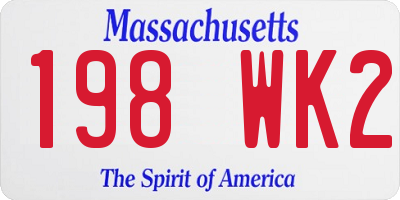 MA license plate 198WK2