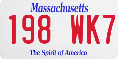MA license plate 198WK7