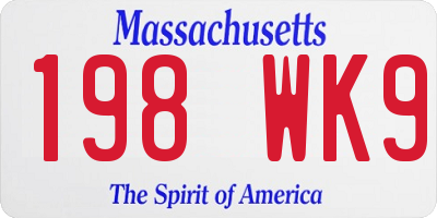 MA license plate 198WK9