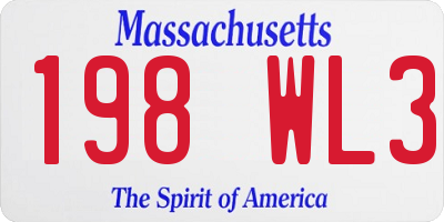 MA license plate 198WL3
