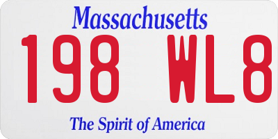 MA license plate 198WL8