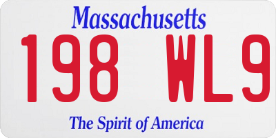 MA license plate 198WL9